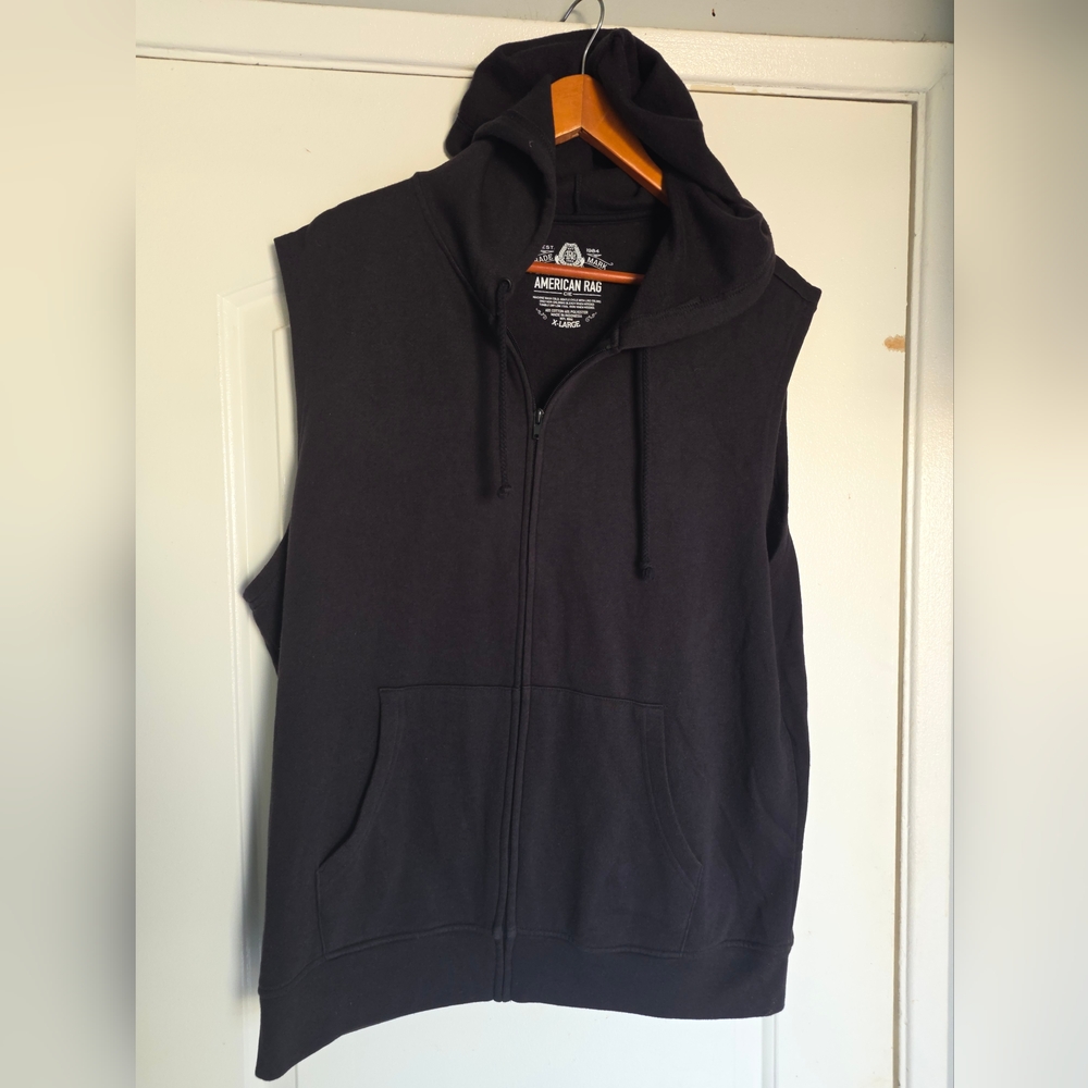 Men's American rag hoodie sweater sleeveless XL Black